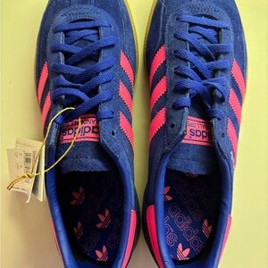 Adidas Handball Spezial Blue with Vibrant Pink Stripes